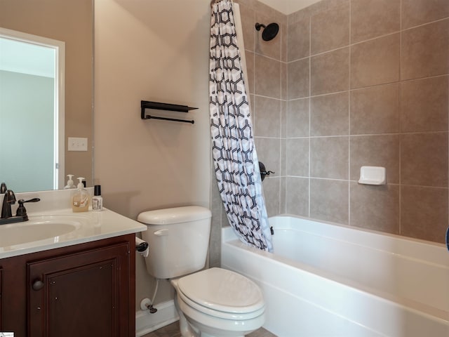 full bathroom featuring vanity, toilet, and shower / tub combo