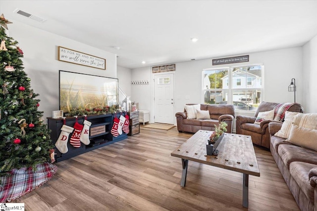 living room featuring light hardwood / wood-style floors