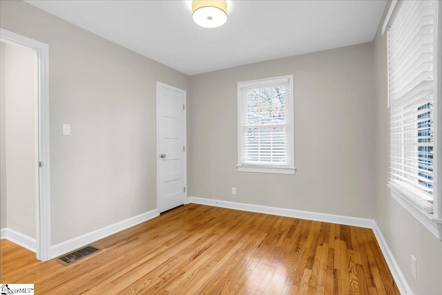 empty room featuring light wood-type flooring