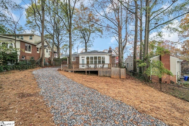 view of front of property with a deck