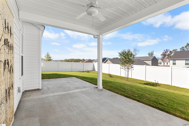 view of patio / terrace featuring ceiling fan