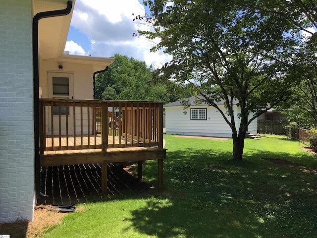 view of yard with a deck