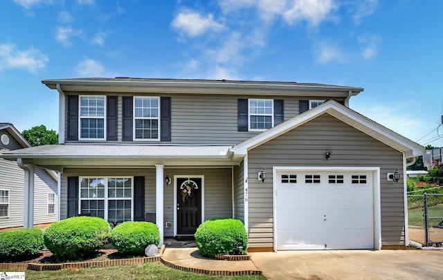 view of front of house with a garage