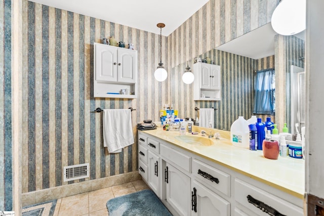 bathroom featuring vanity and tile patterned floors