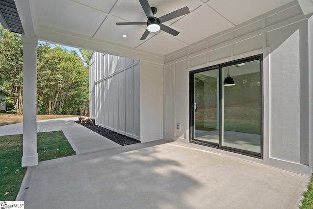 view of patio / terrace featuring ceiling fan