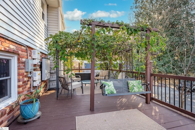 deck featuring outdoor lounge area