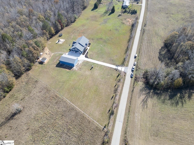 bird's eye view with a rural view