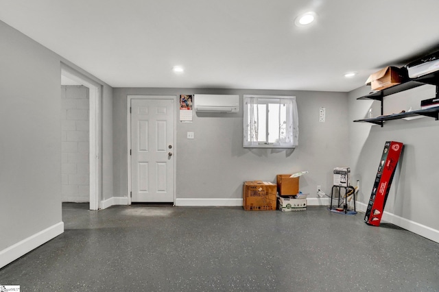 basement with a wall unit AC