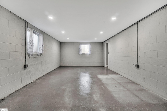 basement featuring plenty of natural light