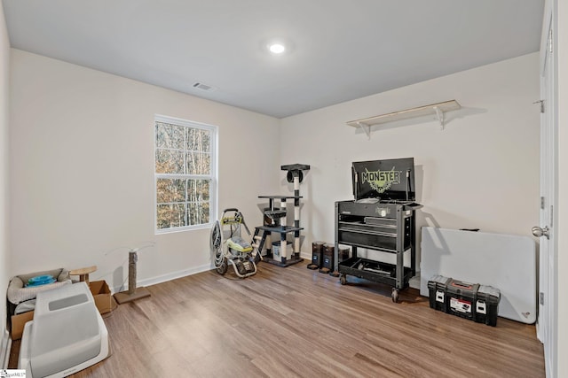 miscellaneous room with light hardwood / wood-style floors