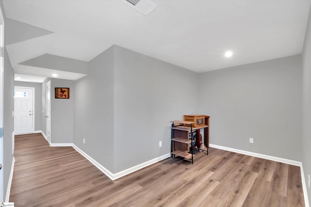 interior space with light hardwood / wood-style flooring