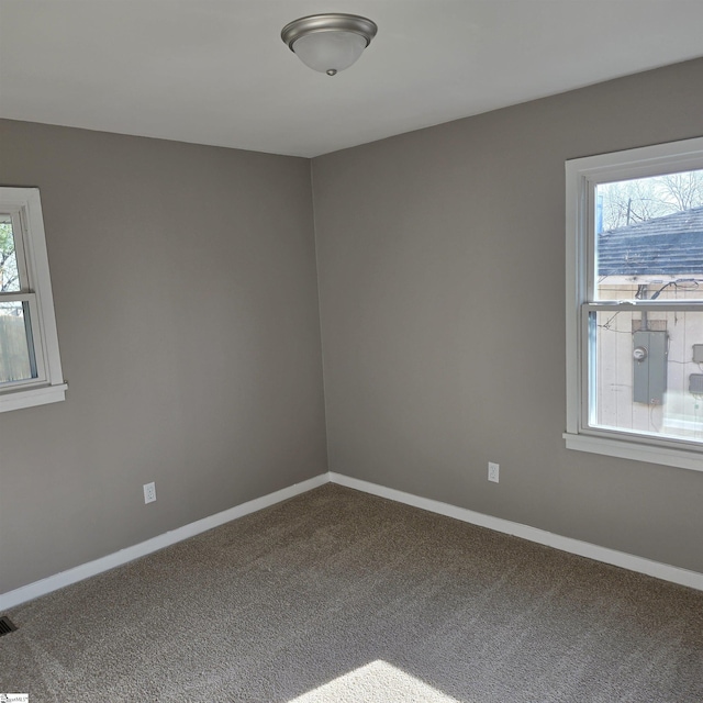 unfurnished room with carpet and plenty of natural light