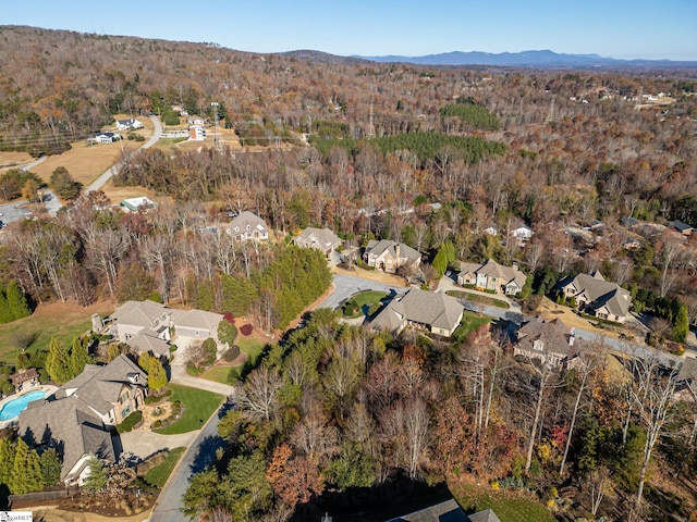 bird's eye view with a mountain view