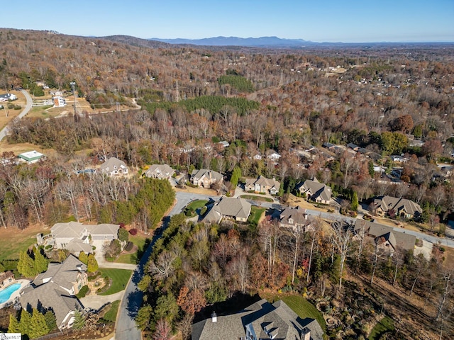 drone / aerial view with a mountain view