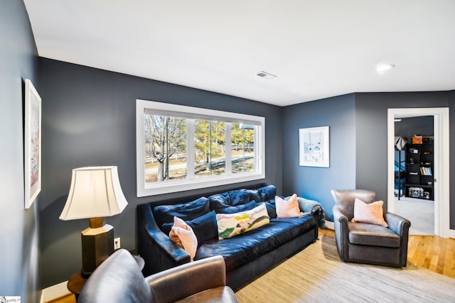 living room with wood-type flooring