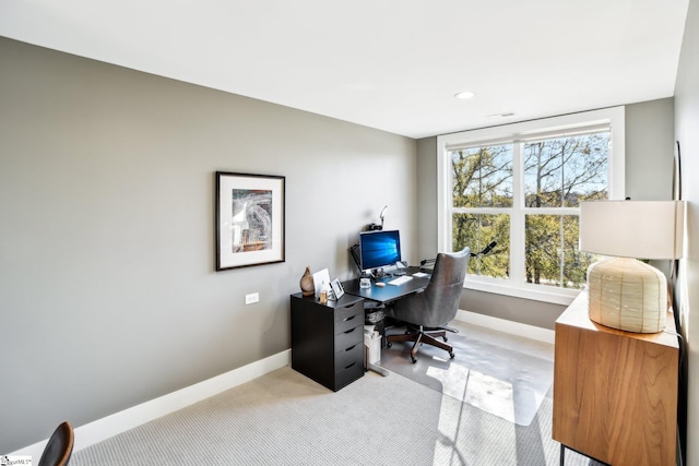 237 Rockcrest Dr, Taylors, SC 29687 - office area with light colored carpet, baseboards, and recessed lighting