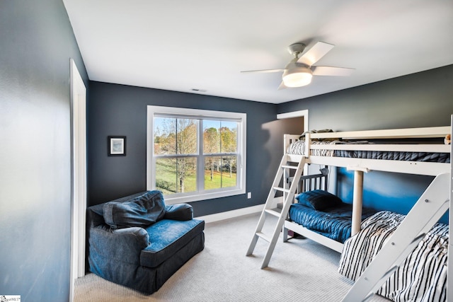 bedroom with carpet and ceiling fan