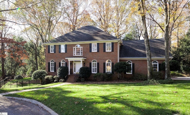 colonial house with a front lawn