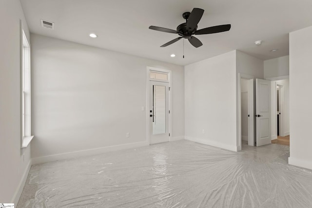 spare room featuring ceiling fan