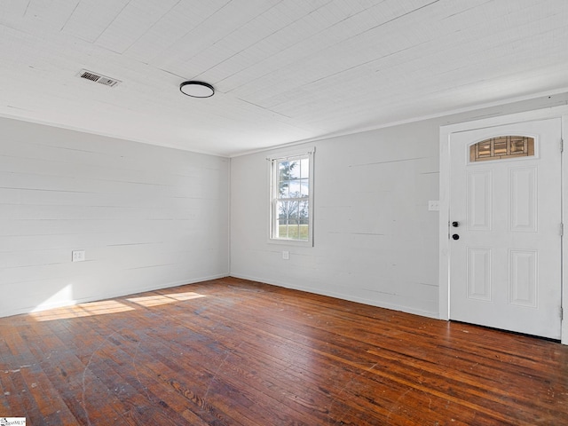 interior space with dark hardwood / wood-style flooring