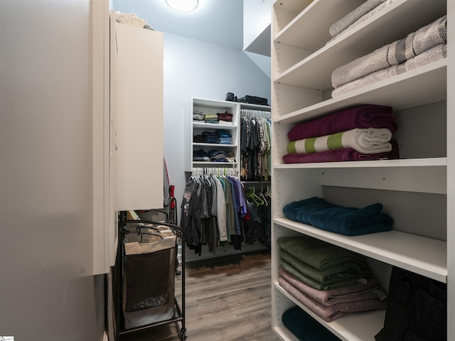 walk in closet featuring hardwood / wood-style floors