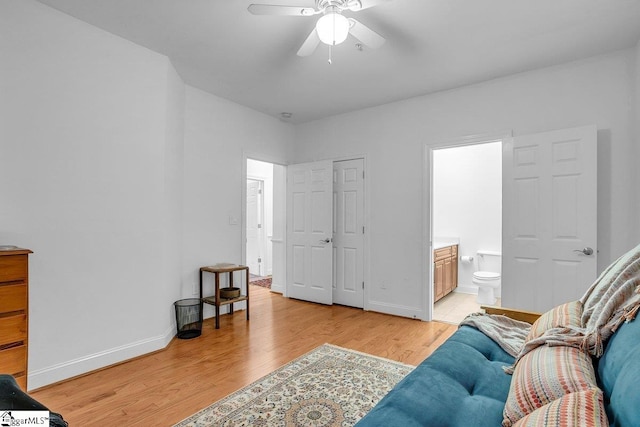 interior space featuring ceiling fan and light hardwood / wood-style flooring