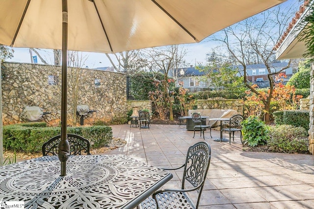 view of patio with an outdoor living space