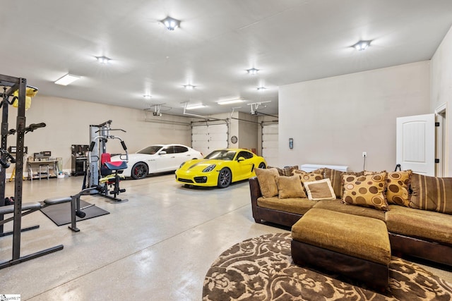 garage with a garage door opener