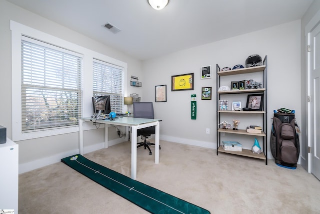 office featuring light colored carpet