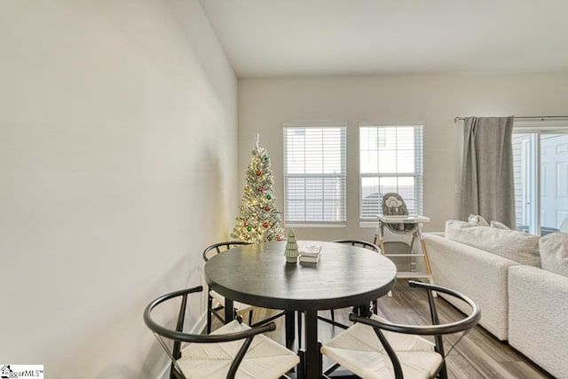 dining space featuring hardwood / wood-style flooring