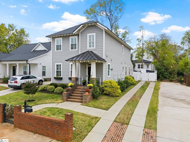 view of front of house featuring a front lawn