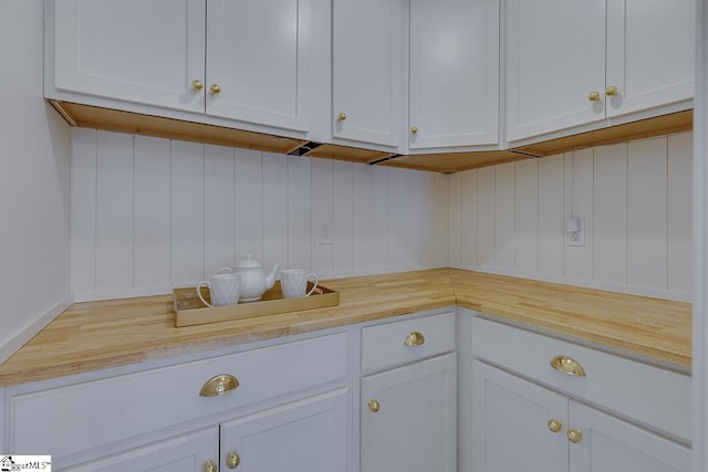 kitchen with white cabinets