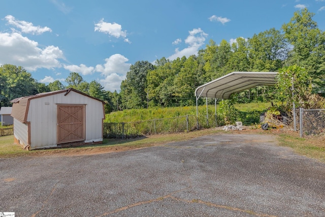 view of parking with a carport