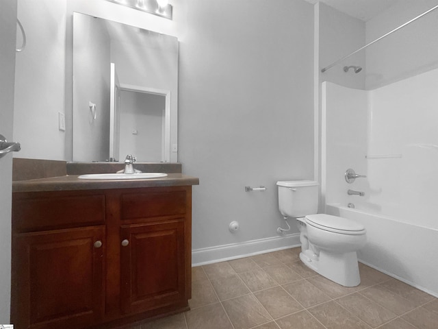 full bathroom featuring tile patterned flooring, vanity, shower / bath combination, and toilet