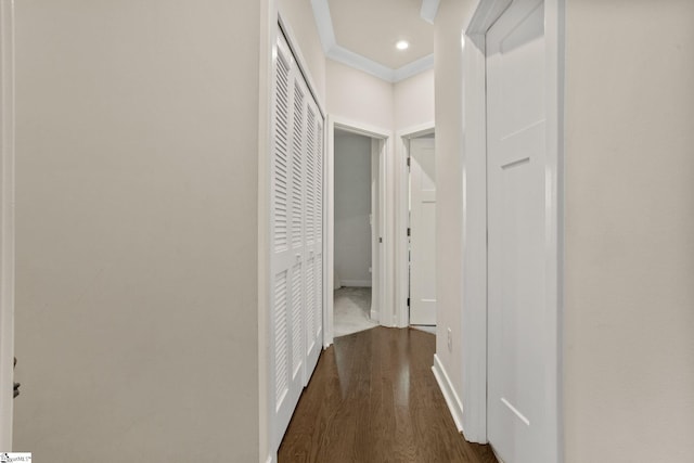 hallway featuring dark hardwood / wood-style floors