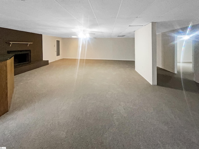 basement featuring carpet