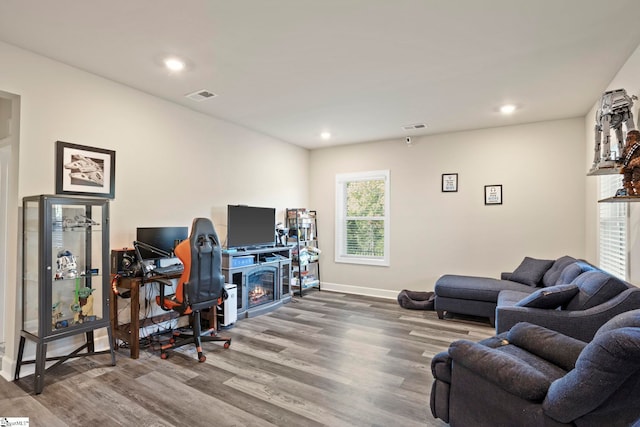 living room featuring hardwood / wood-style flooring