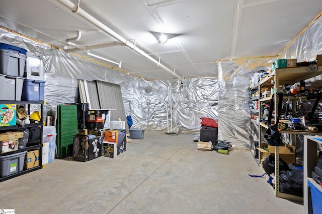 basement featuring a workshop area