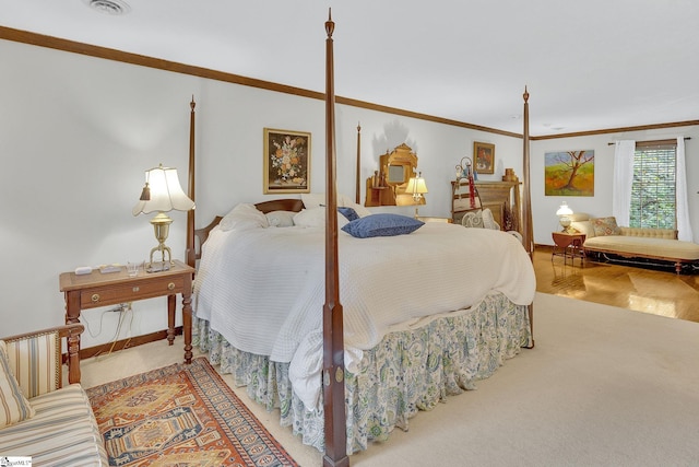 bedroom featuring ornamental molding