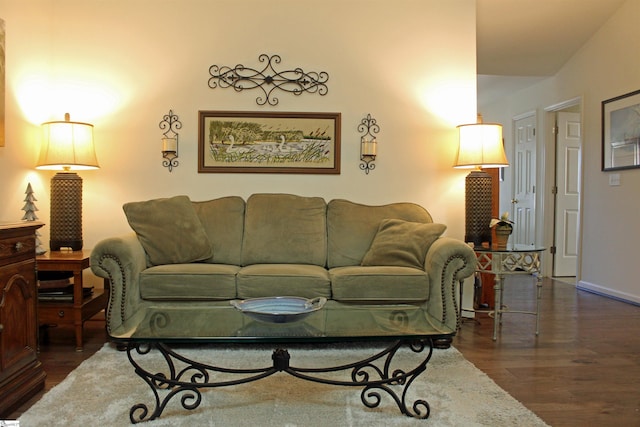 living room featuring dark hardwood / wood-style flooring