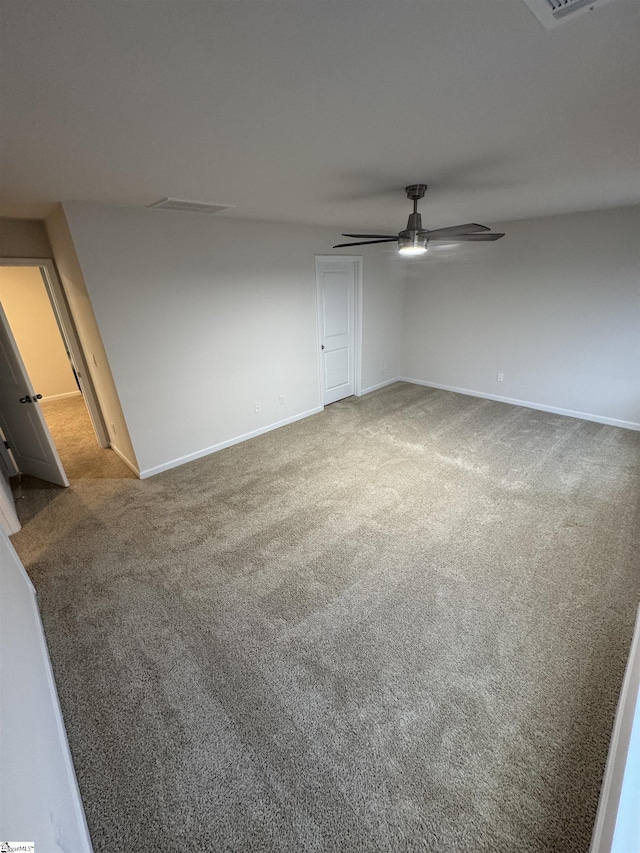 unfurnished bedroom with carpet and ceiling fan