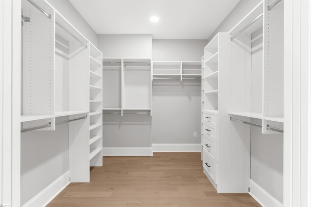 walk in closet featuring light wood-type flooring