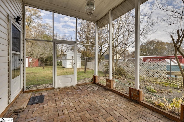 view of unfurnished sunroom