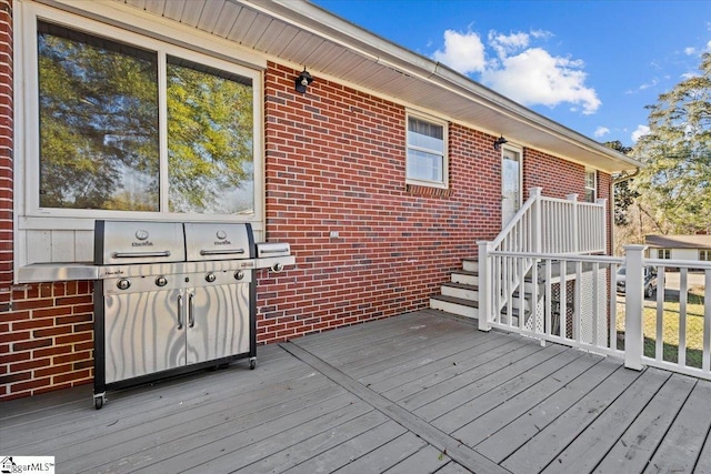 deck featuring grilling area