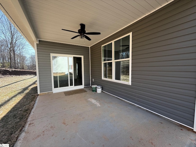 view of patio / terrace featuring ceiling fan