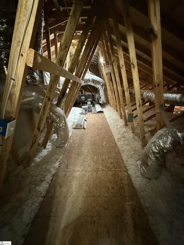 view of unfinished attic