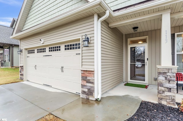 view of garage