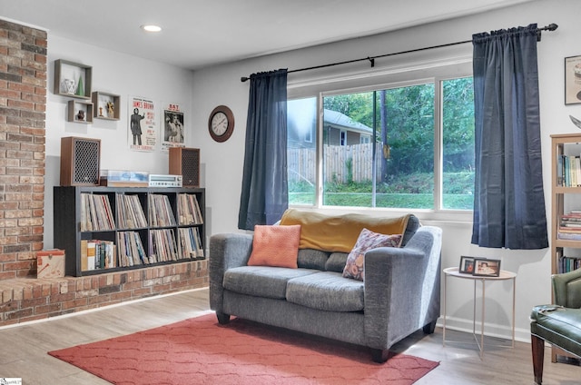 living room with hardwood / wood-style flooring