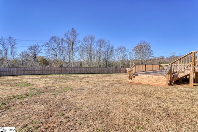 view of yard with a deck