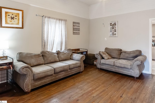 living room with wood-type flooring